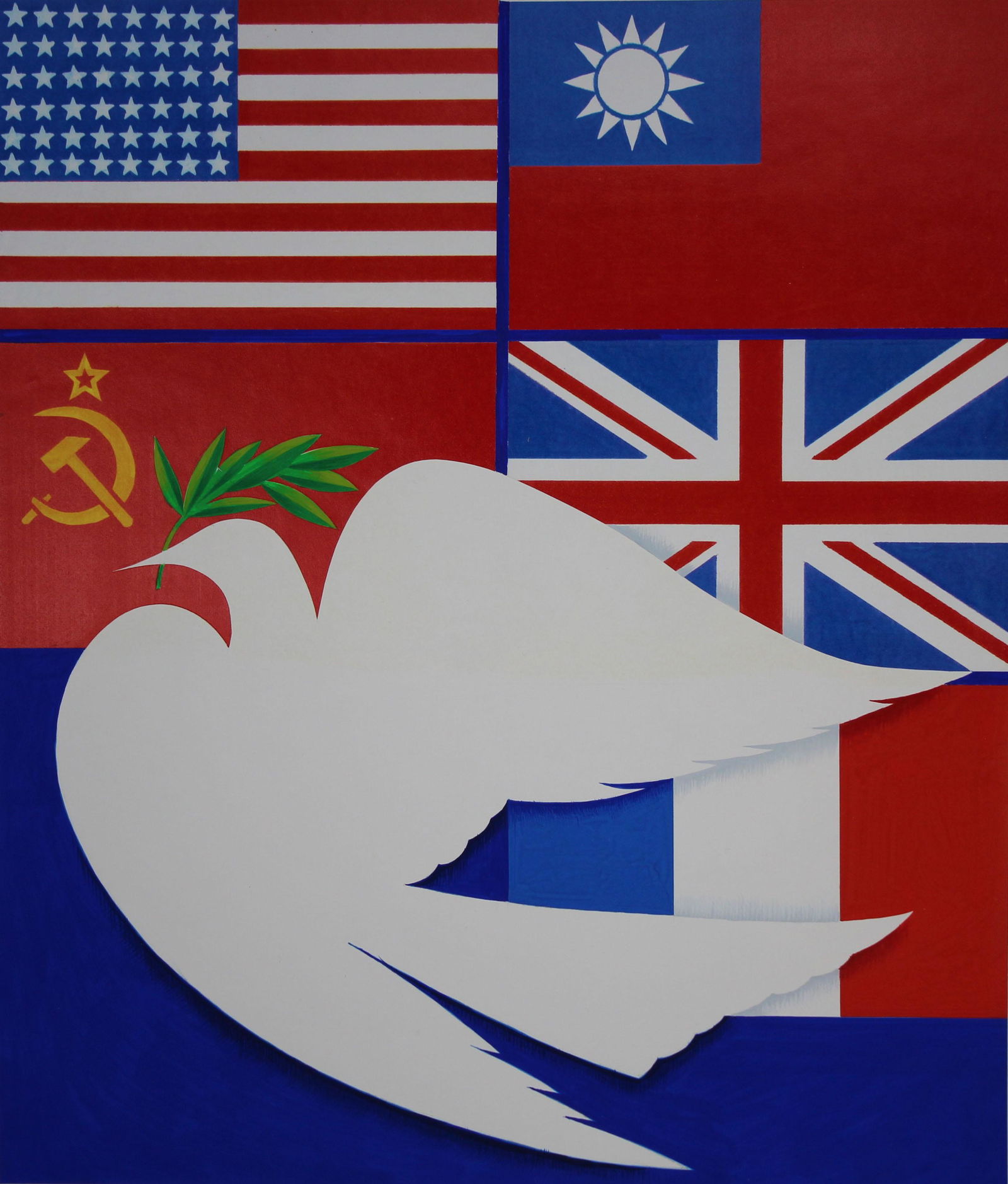 Paul Calle (1928 - 2010) "50th Ann of the UN": Paul Calle (Connecticut, New York, 1928 - 2010) "50th Anniversary of the United Nations". Signed lower right. Original Mixed Media painting on Illustration Board. Provenance: Collection of James A. He