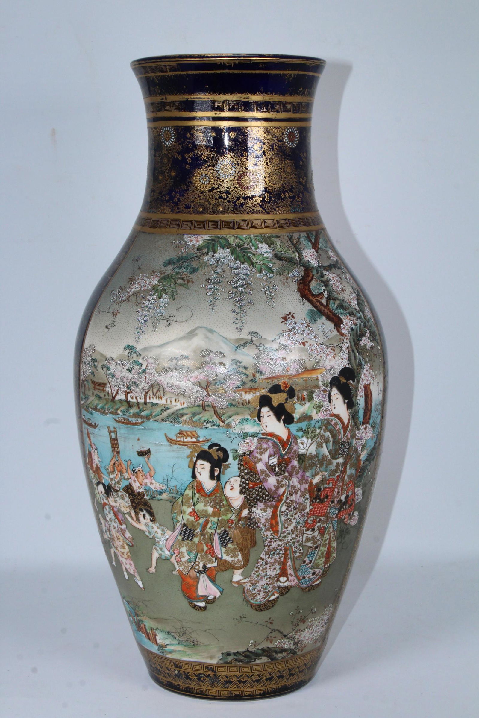 Large Japanese Satsuma Figural Vase, Marked (1 of 6)