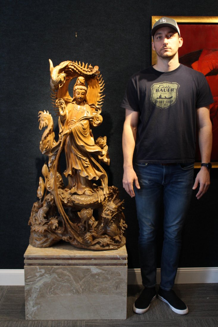 Large Chinese Carved Wood Guanyin Figure (1 of 7)