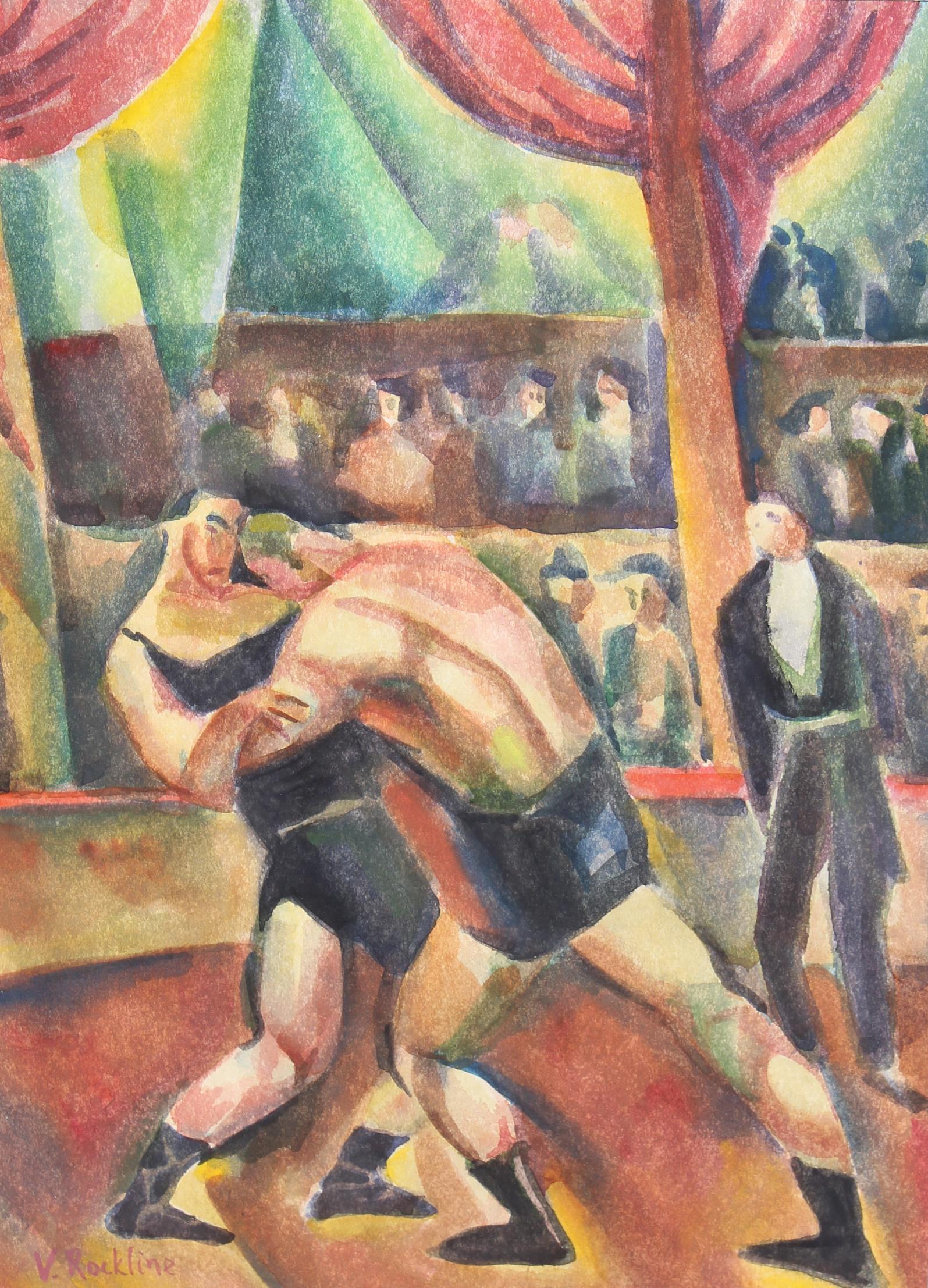 Attr. Vera Schlesinger Rockline (1896 - 1934): Attr. Vera Schlesinger Rockline (1896 - 1934). Signed lower left. Watercolor. Provenance: Private Florida collection. Sight Size: 11.25 x 8 in. Overall Framed Size: 22 x 18.5 in. Framed behind glass.