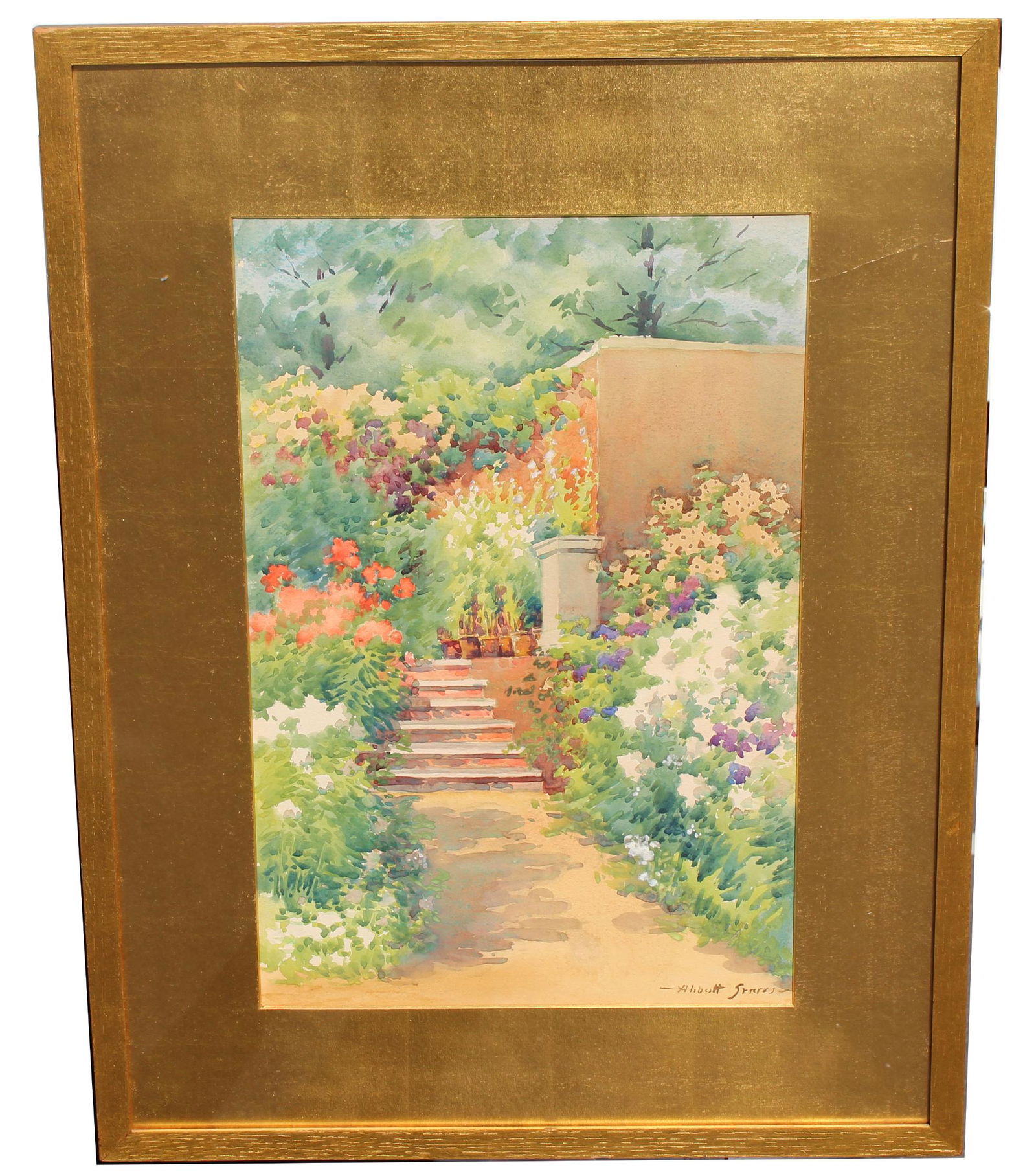 Abbott Fuller Graves (MA, ME, 1859 - 1936): Abbott Fuller Graves (Massachusetts, Maine, 1859 - 1936). Signed lower right. Watercolor. Sight Size: 17.5 x 11.5 in. Overall Framed Size: 25.25 x 19.25 in. Framed behind glass.