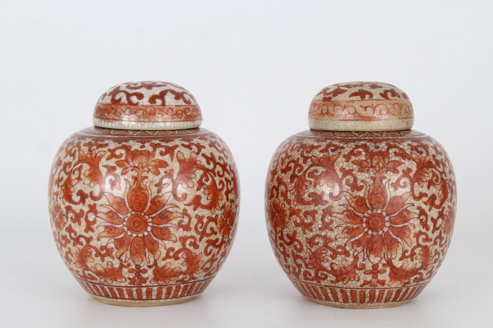 (2) Chinese Porcelain Crackleware Ginger Jars (1 of 6)