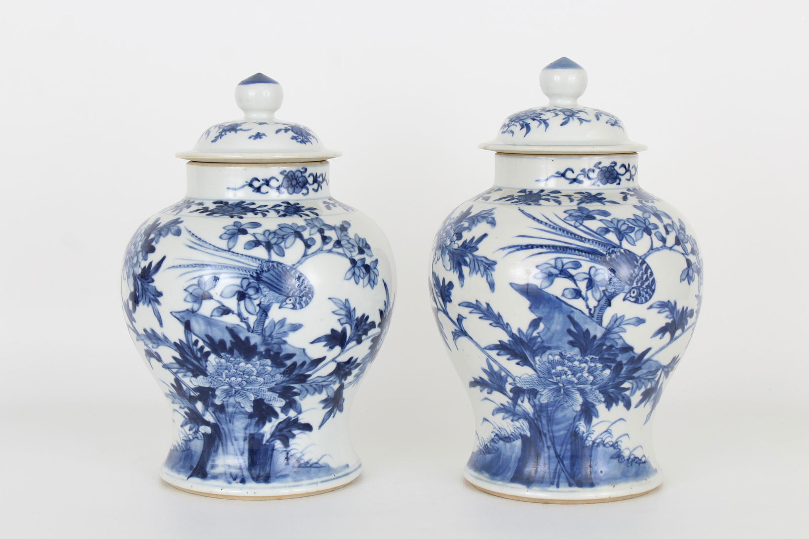 (2) Chinese Blue/White Porcelain Lidded Urns (1 of 5)