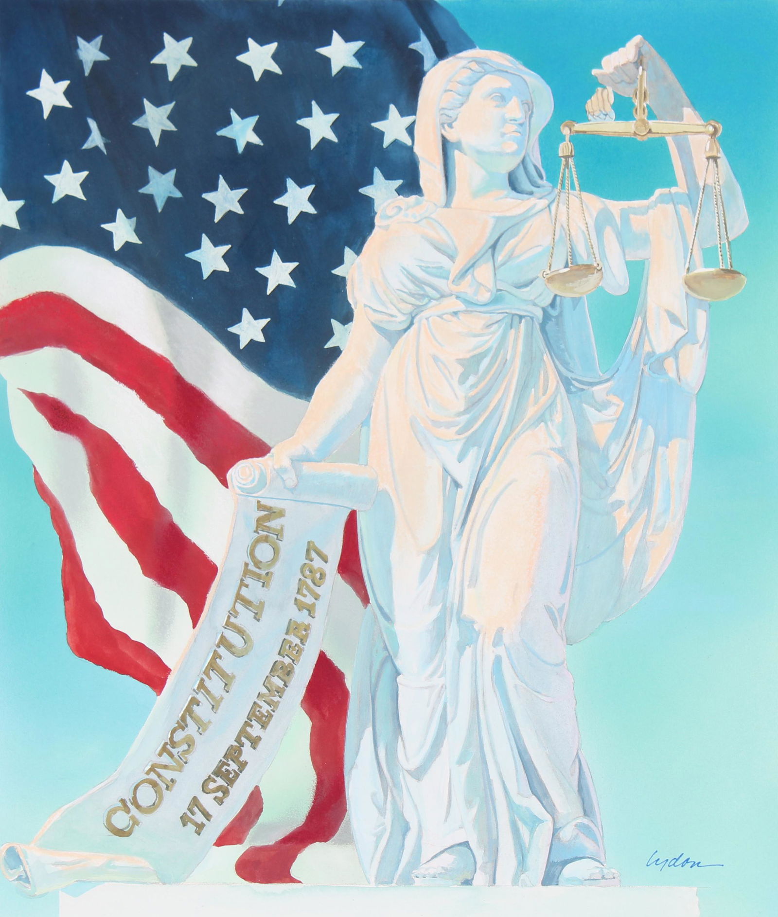 Tom Lydon (B. 1944) "Justice Holding Scales" (1 of 5)