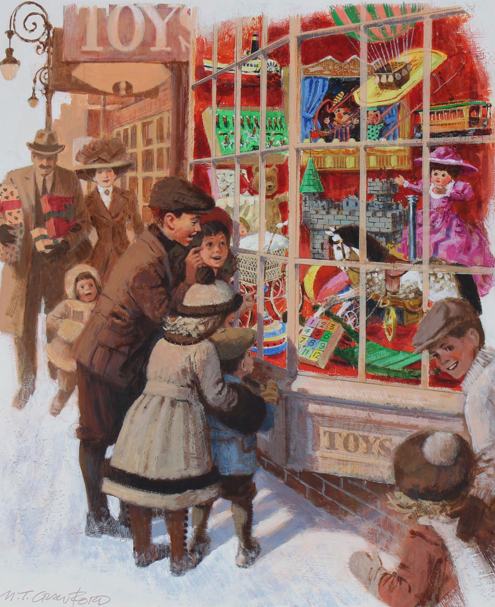 Mel Crawford (B. 1925) "Christmas Shopping" (1 of 5)