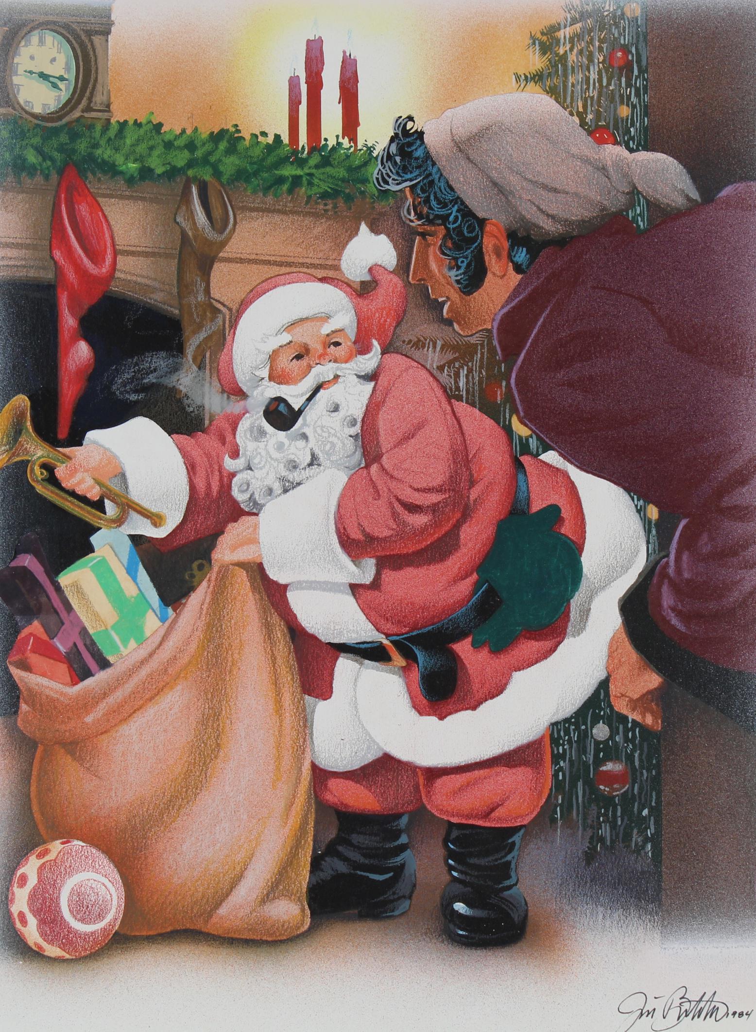Jim Butcher (B. 1944) "Santa Leaving Toys" (1 of 5)