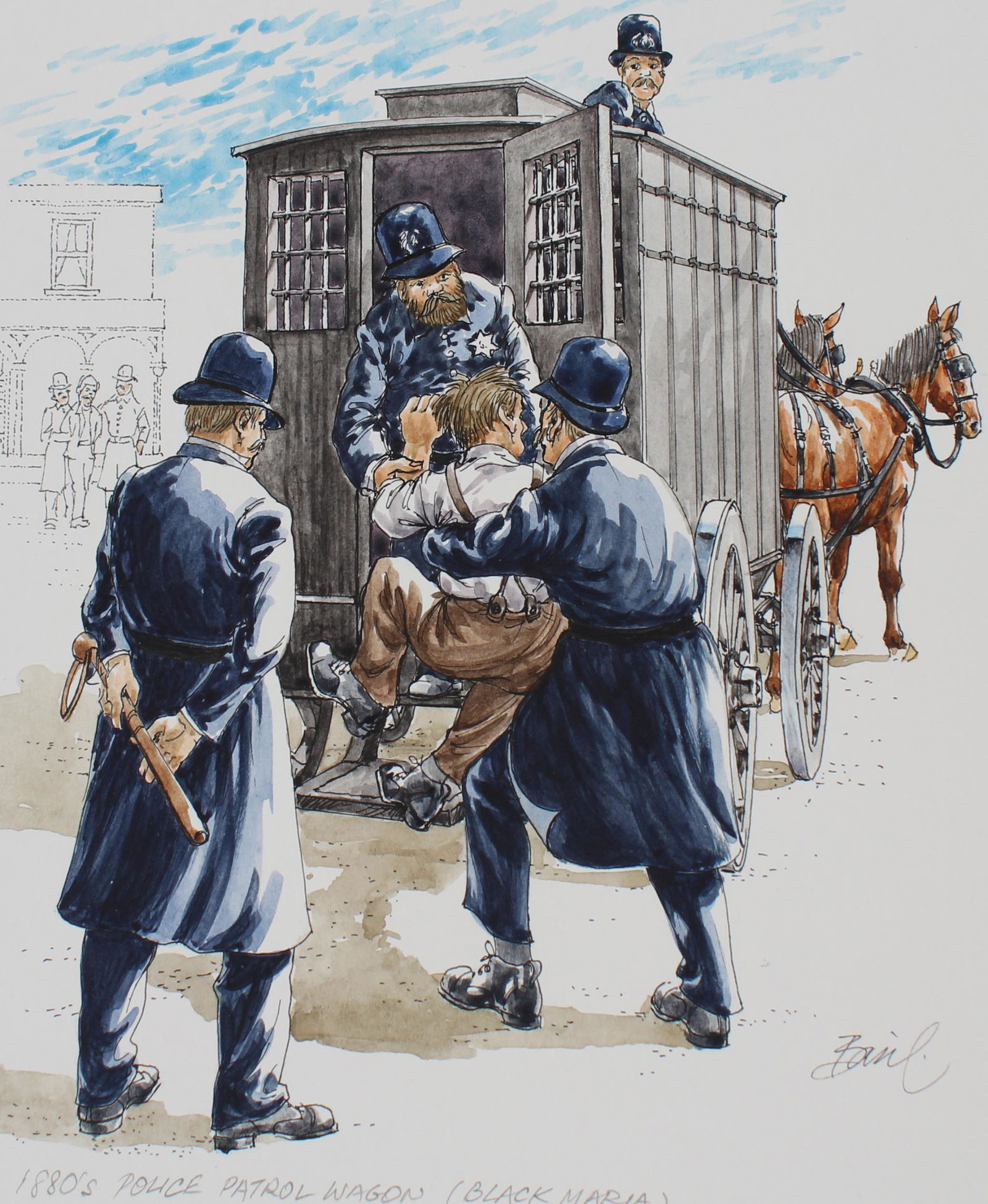 Basil Smith (B. 1925) 1880s Police Patrol Wagon (1 of 4)
