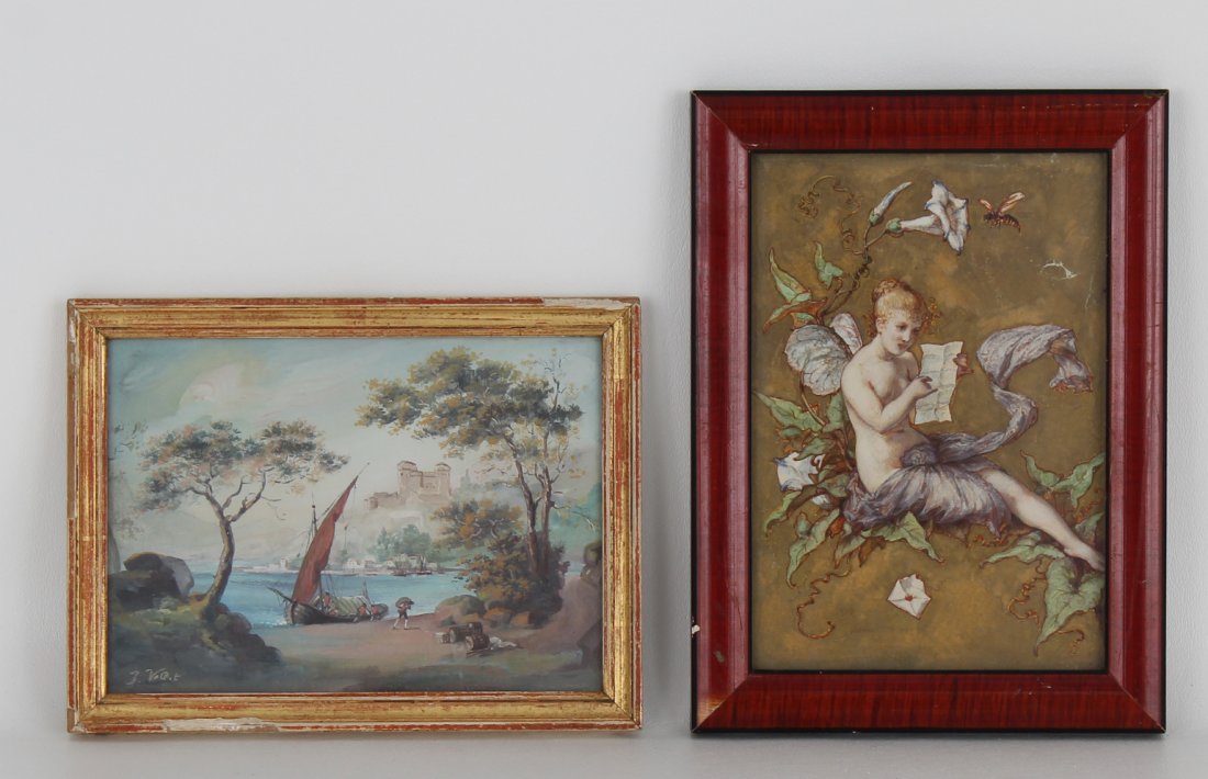 (2) Antique European School Watercolors (1 of 4)