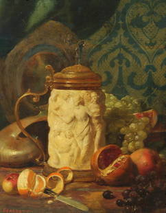 Attr. William Michael Harnett (1848 - 1892): William Michael Harnett (Pennsylvania, New York, 1848 - 1892) Still life painting. Signed and dated (1879) lower left. Oil on Board. Provenance: Private Florida collection. Sight Size: 20 x 16 in. Ove