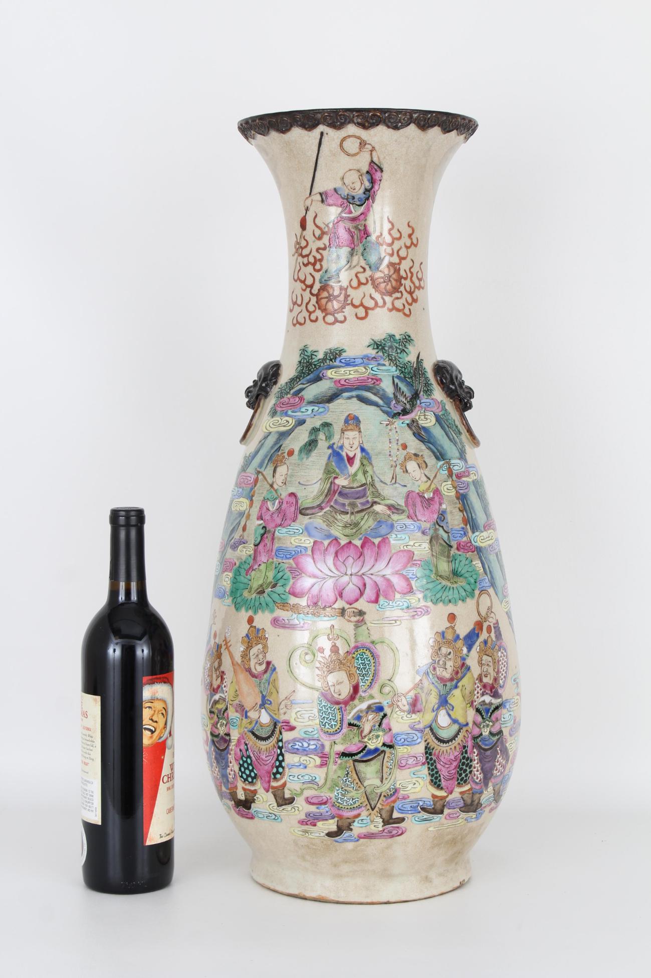 Large Antique Chinese Figural Vase, Signed (1 of 12)