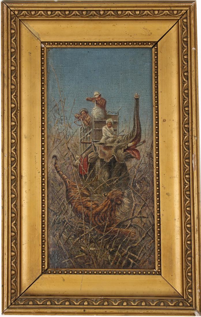 European School, Antique Tiger Hunt Painting (1 of 3)