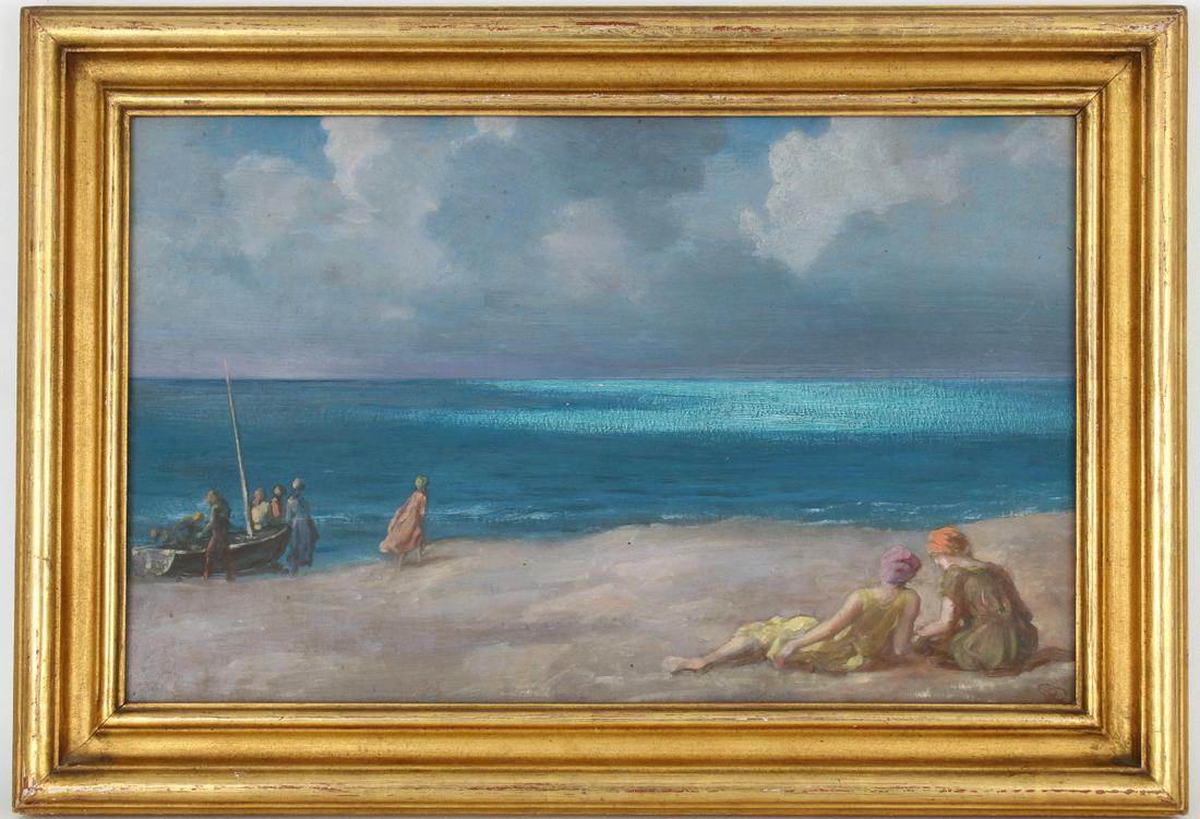 Monogrammed, American School Figures Near Shore (1 of 4)