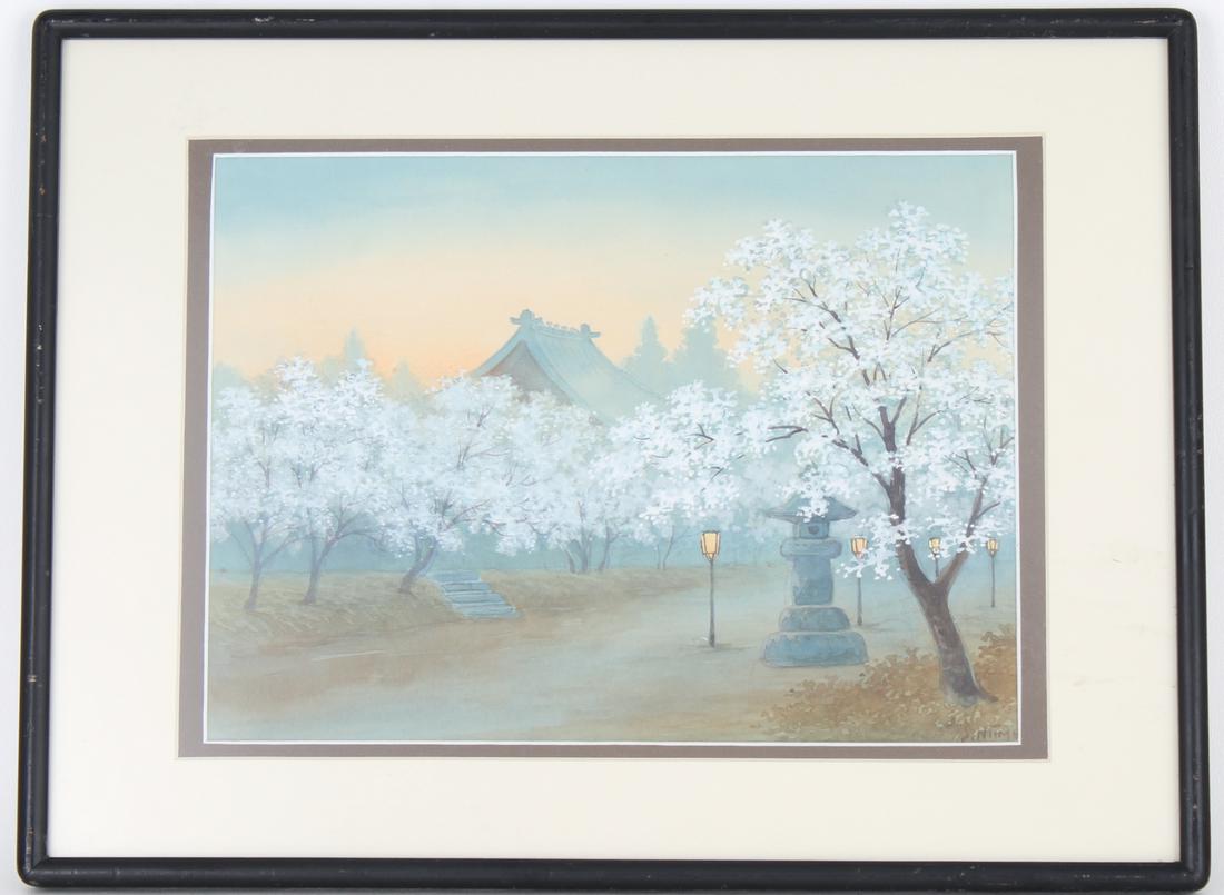 Signed, Japanese School Painting of Cherry Blossom (1 of 4)