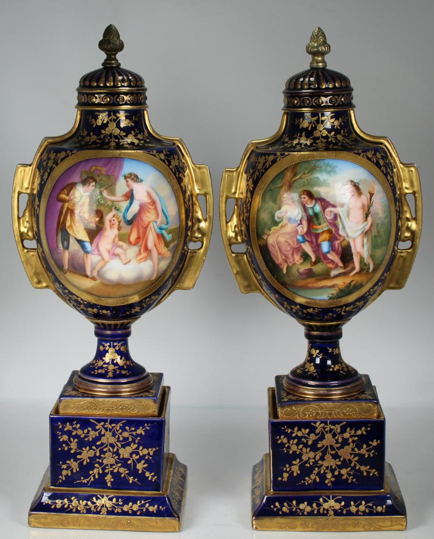 (2) Exceptional Royal Vienna Hand Painted Urns (1 of 11)