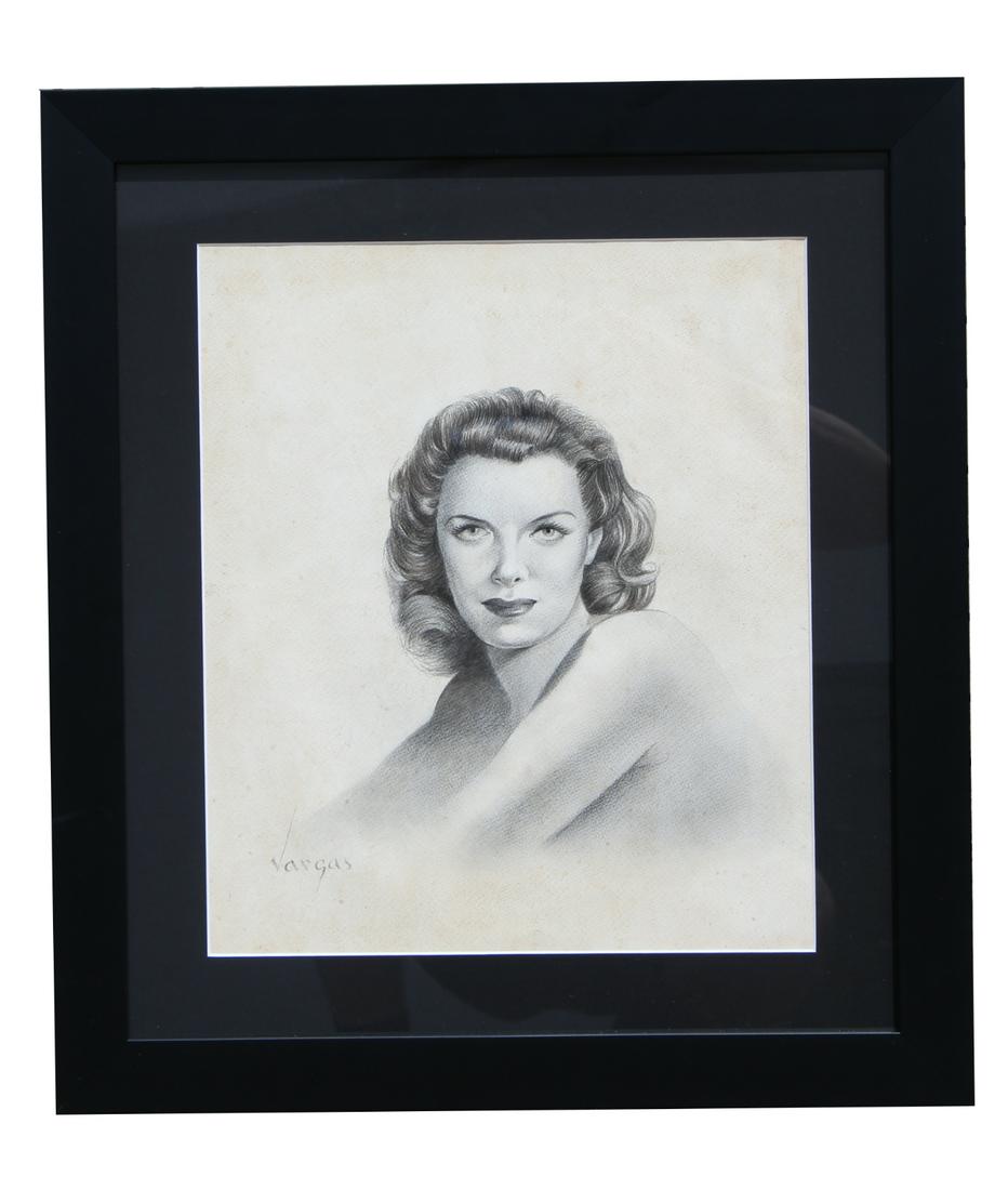 Signed Vargas "Jane Russell" Pencil Drawing (1 of 4)