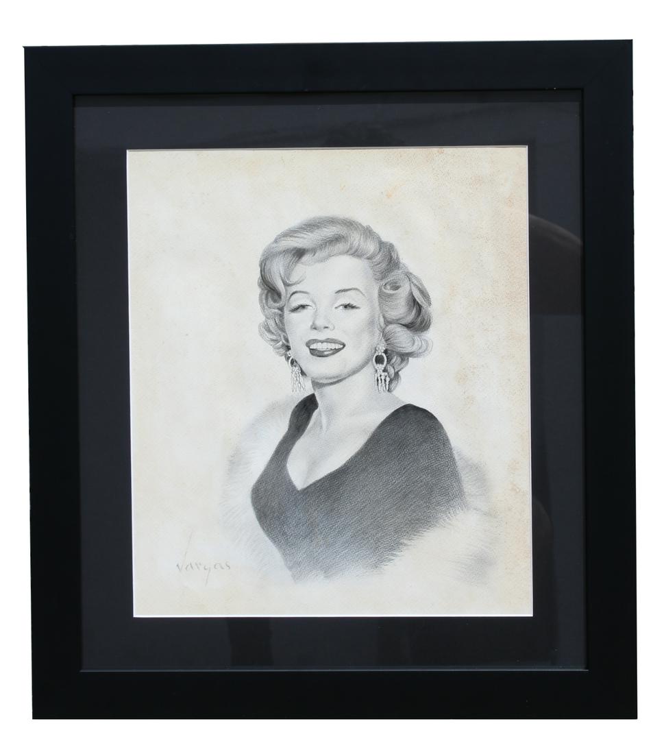 Signed Vargas "Marilyn Monroe" Pencil Drawing (1 of 4)