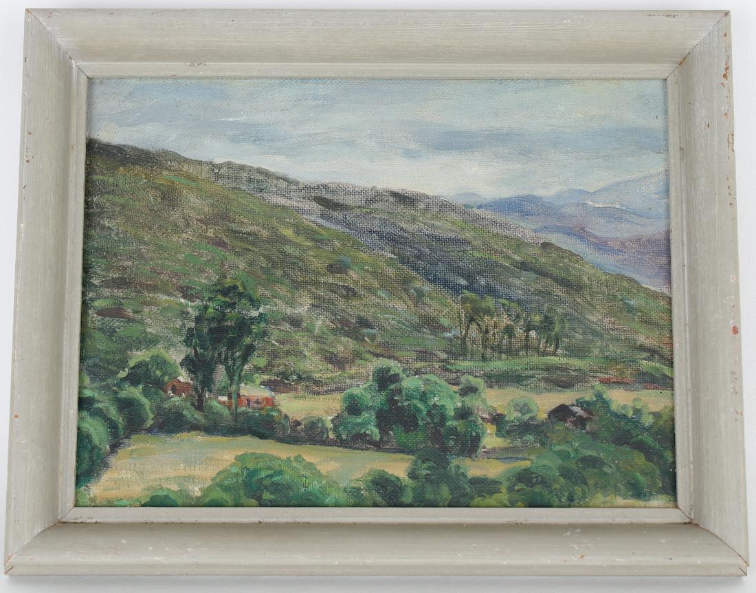 Thelma Paddock Hope (California, 1898 - 1991): Thelma Paddock Hope (California, 1898 - 1991) Impressionist Landscape Painting. Inscribed verso. Appears to be unsigned, has not been examined out of frame. Oil on board. Sight Size: 9 x 12 in. Overal