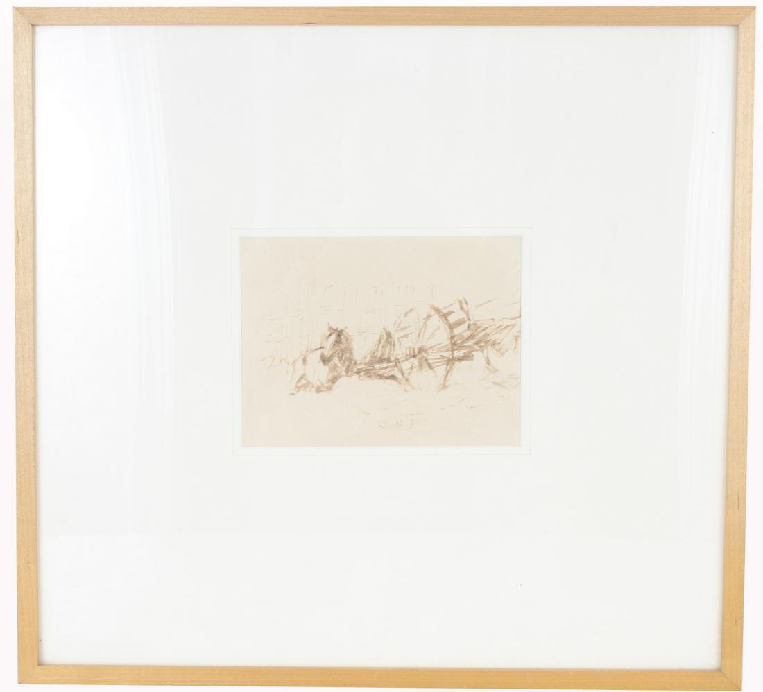 Antique Ink Drawing on Paper, Initialed "C.S.P." (1 of 3)