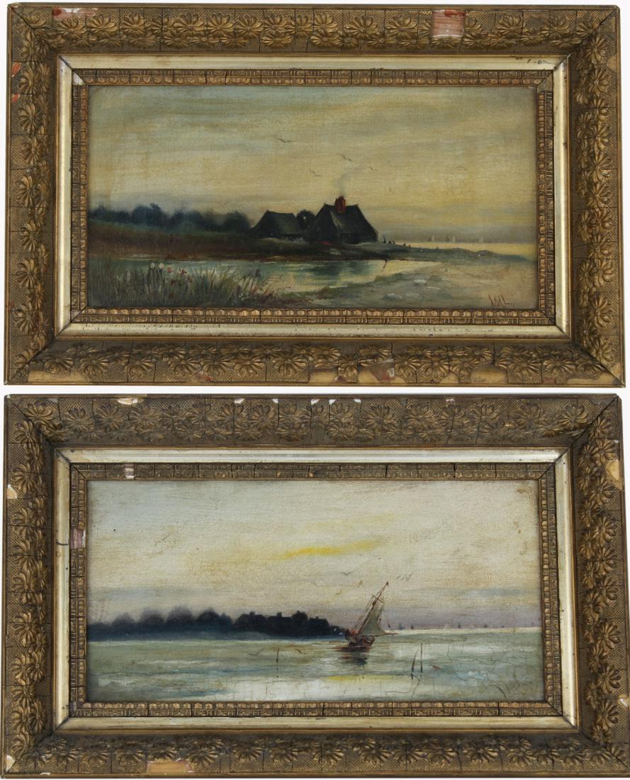 (2) 19th C. American School Coastal Paintings (1 of 8)