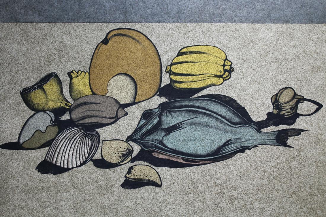 Mihail Chemiakin "Nature Morte w/ Fish" (53/78): Mihail Chemiakin (New York, Russia born 1943) "Nature Morte w/ Fish" Color Lithograph on Japan paper. Numbered (53/78) lower left. Signed lower right. Chemiakin's work is in the permanent collections