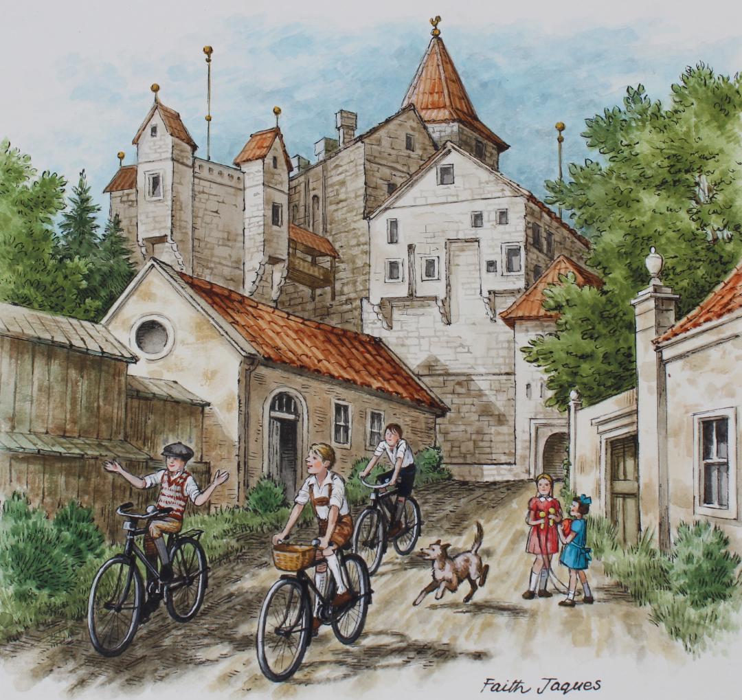 Faith Jaques (B. 1923) "Boys on Bicycles" (1 of 4)