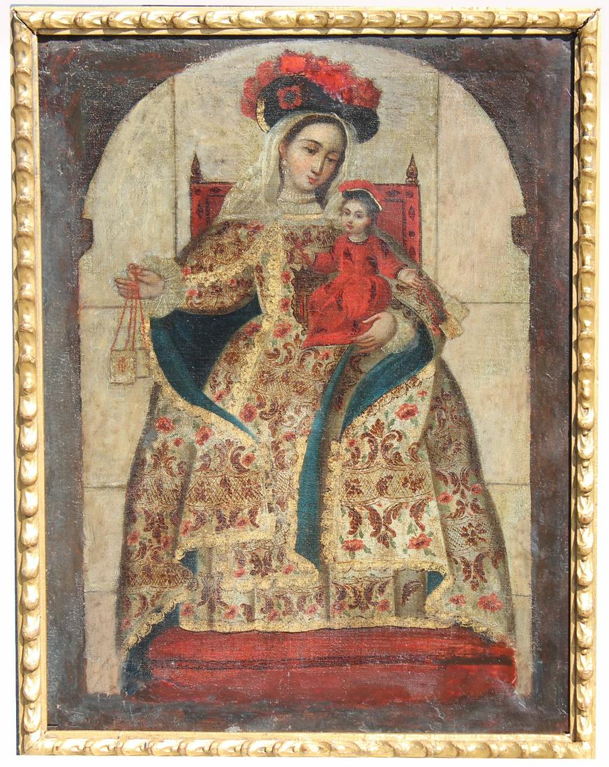 Spanish School, 17th C Painting of Madonna & Child (1 of 5)