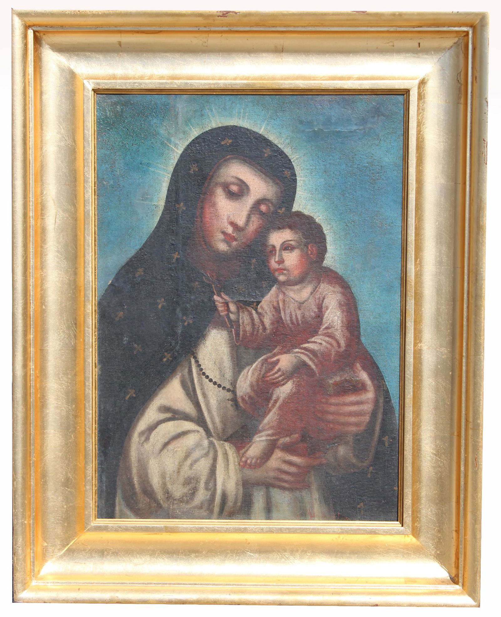 Spanish School, 17th C. Painting of Mother & Child (1 of 3)