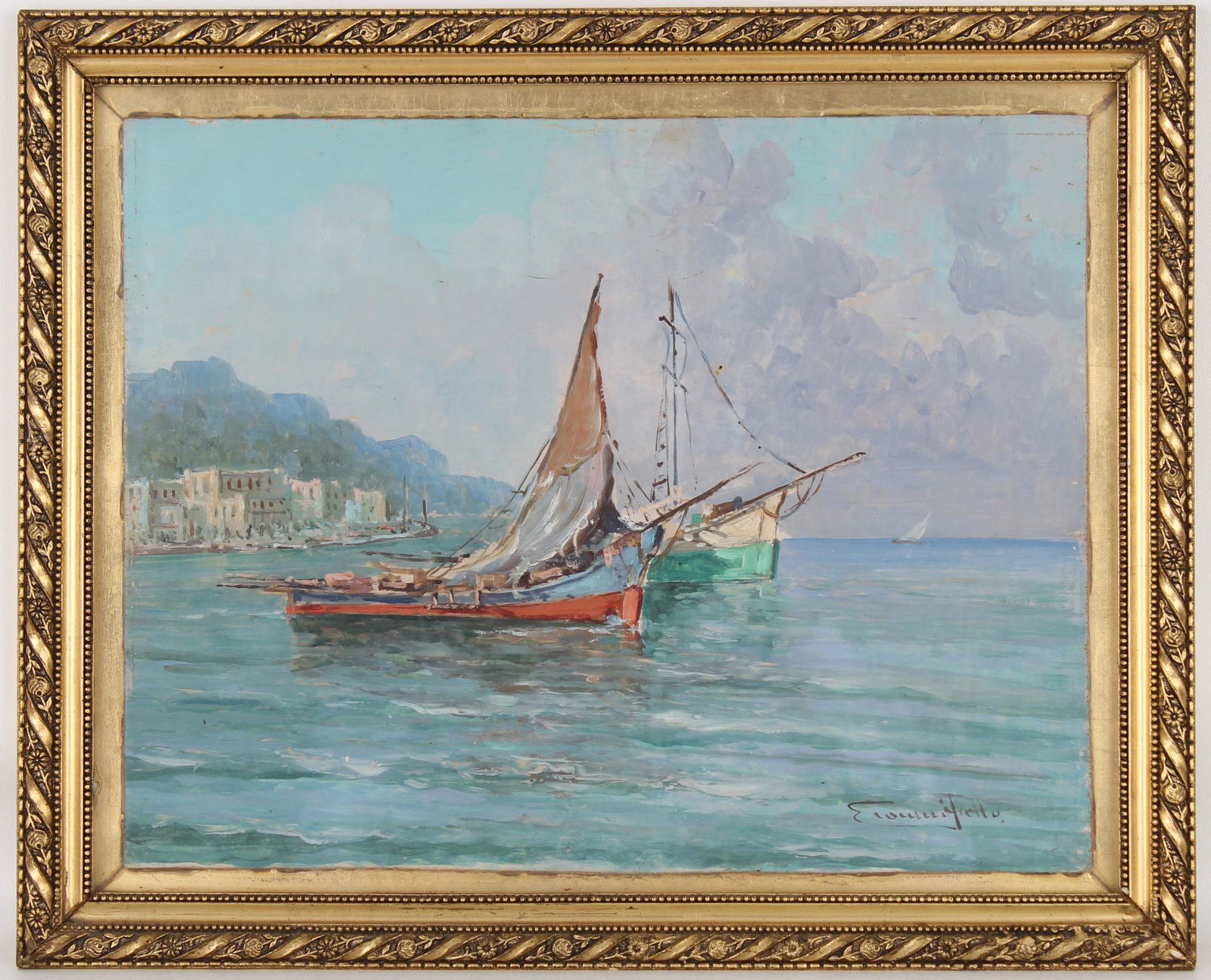 Neapolitan School, Signed Italian Watercolor: Neapolitan School, Signed Italian Watercolor Painting. Indistinctly signed lower right. Sight Size: 11 x 14 in. Overall Framed Size: 15 x 18 in.