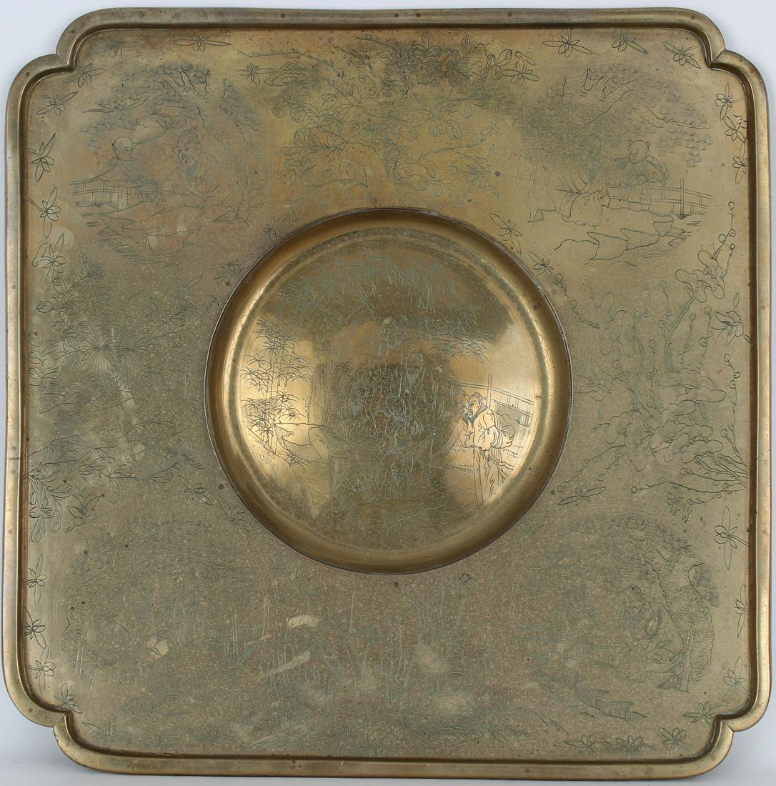 Antique Chinese Bronze Chinoiserie Platter (1 of 6)