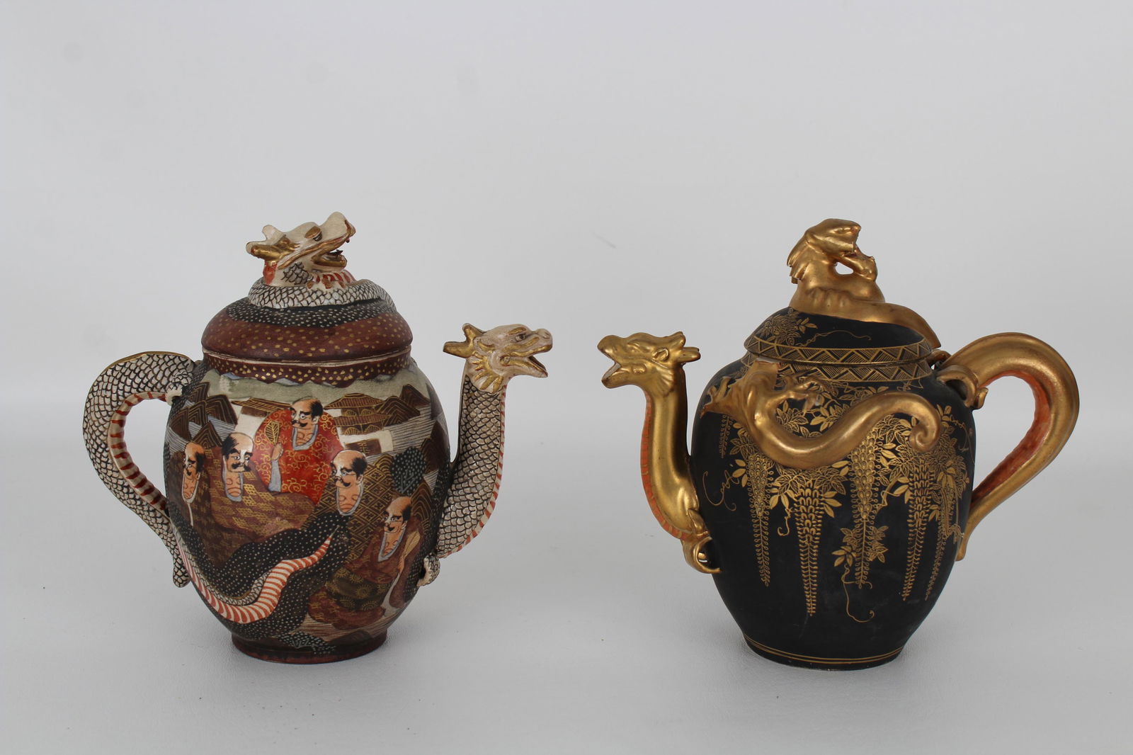 (2) Marked Japanese Satsuma Teapots (1 of 4)