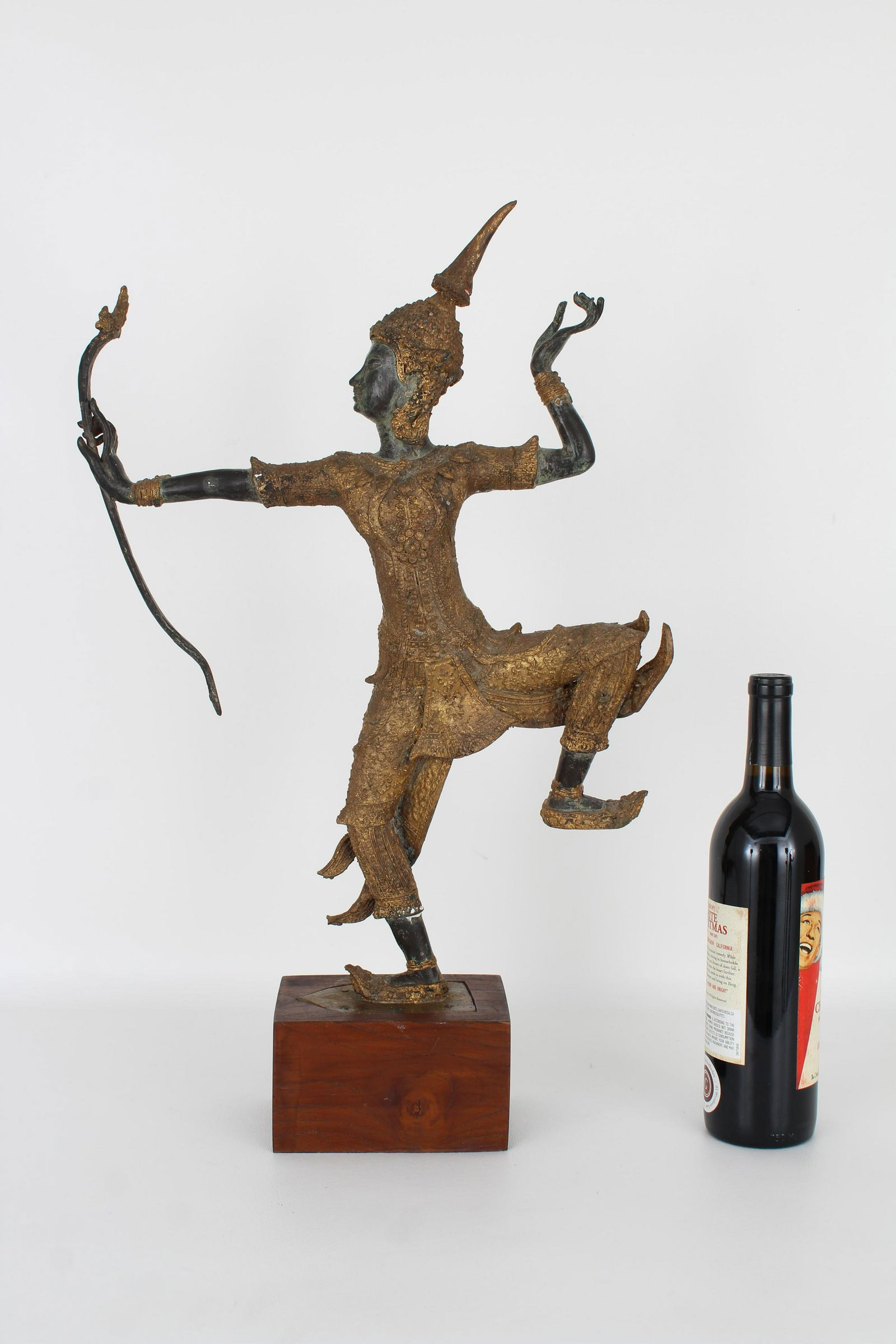 Antique Gilt Bronze Thai Guardian Figure on Stand (1 of 4)