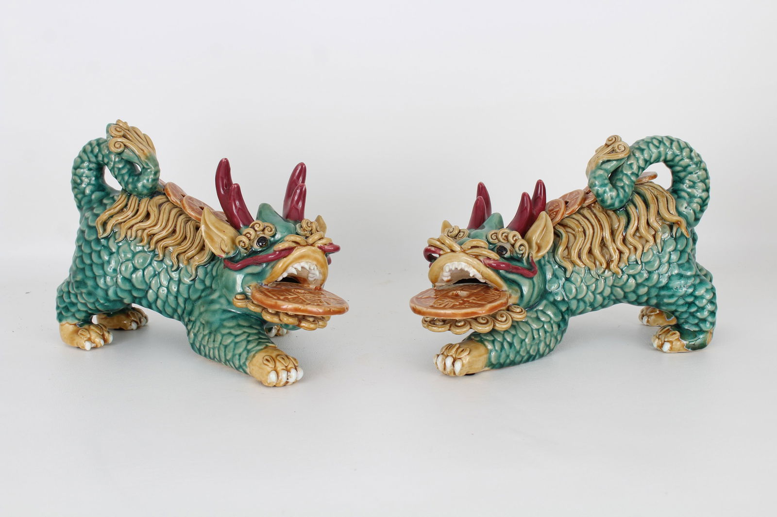 (2) Chinese Multi-Colored Chi-Long Dragon Figures (1 of 5)