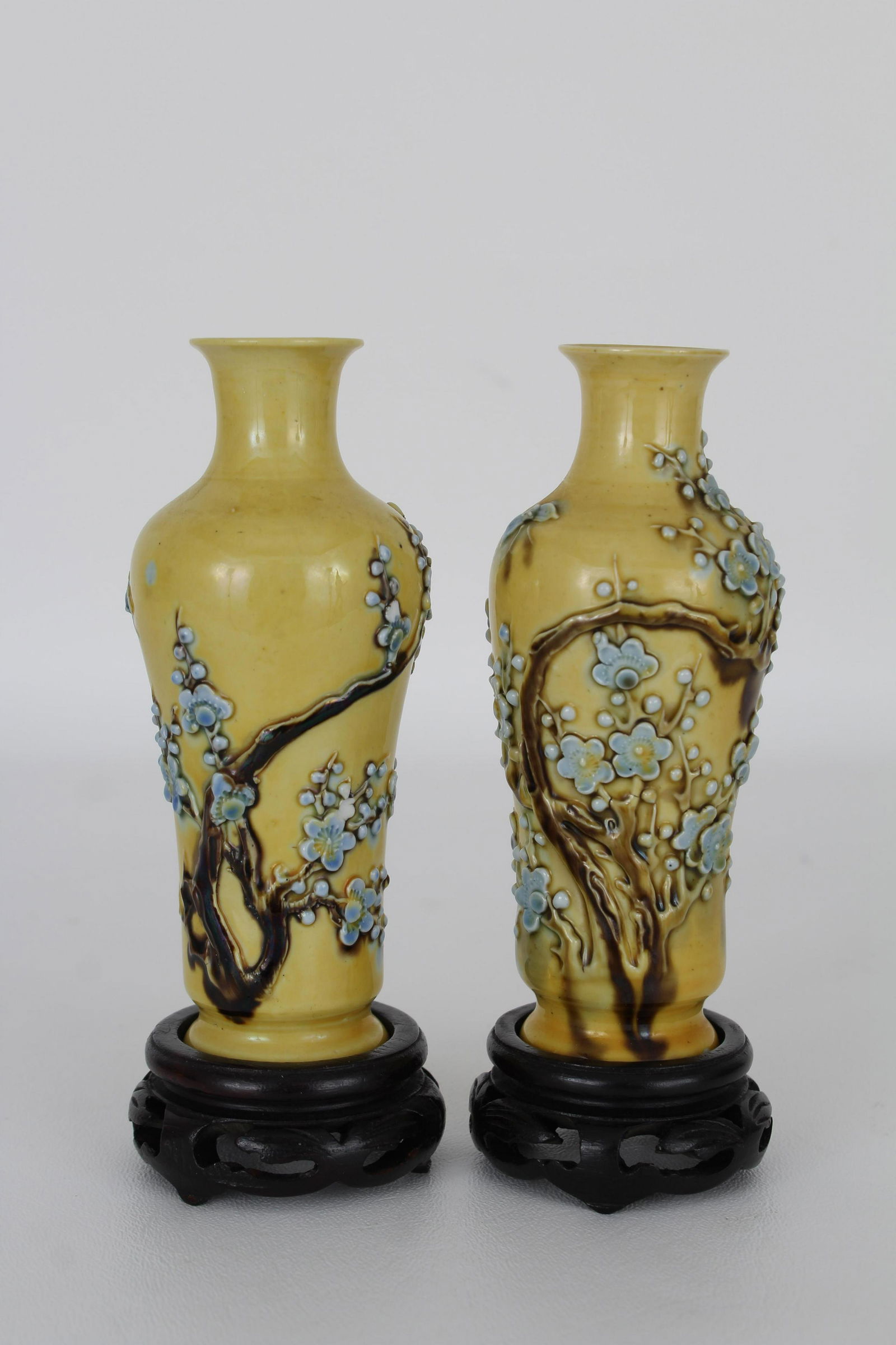 (2) Chinese Yellow Ground Enameled Porcelain Vases (1 of 4)