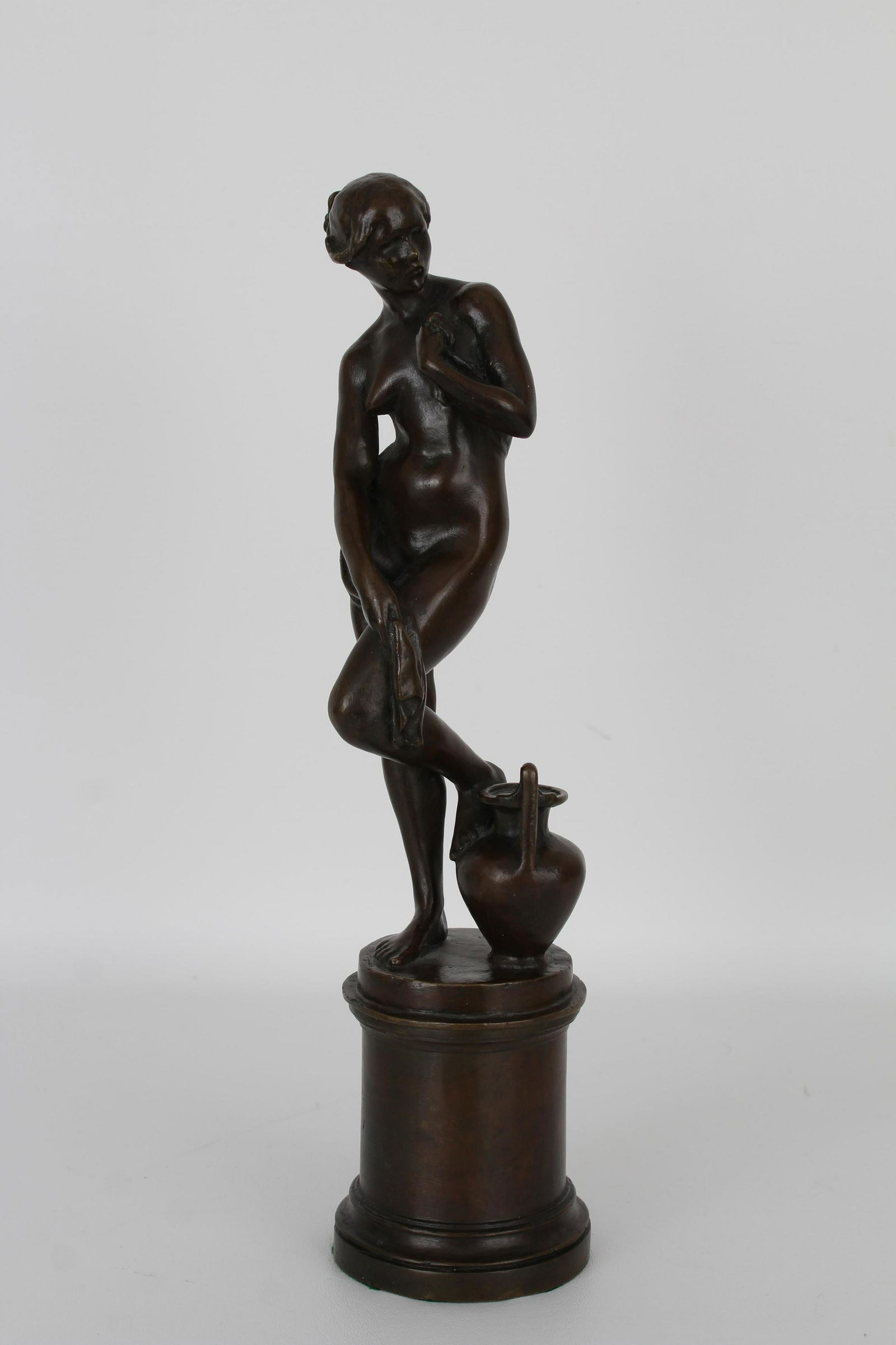 C. Knoblock, 1919 Bronze Semi-Nude Woman Figure: C. Knoblock, 1919 Bronze Semi-Nude Woman Figure. Signed/incised near base. Height: 14 in.