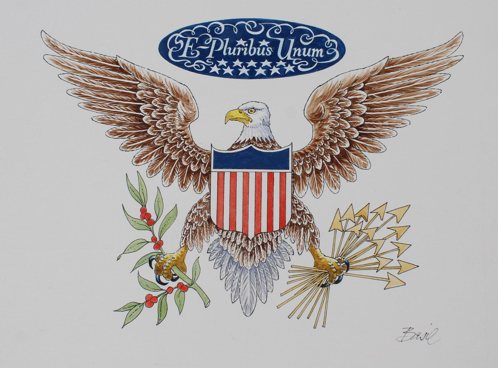Basil Smith (B. 1925) "Eagle and Shield" Original (1 of 5)