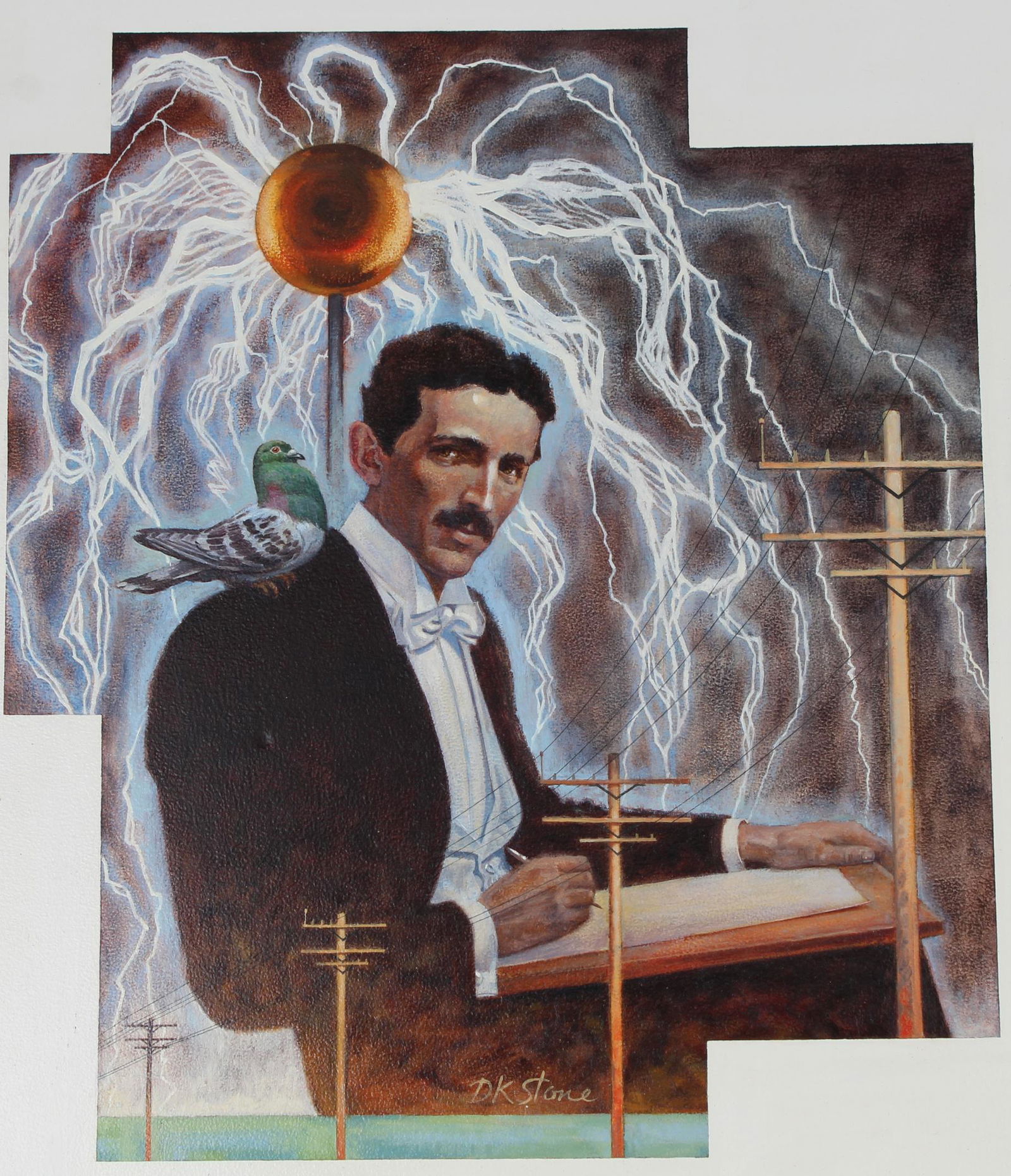 David K Stone (1922-2001) "Nikola Tesla", Original (1 of 6)