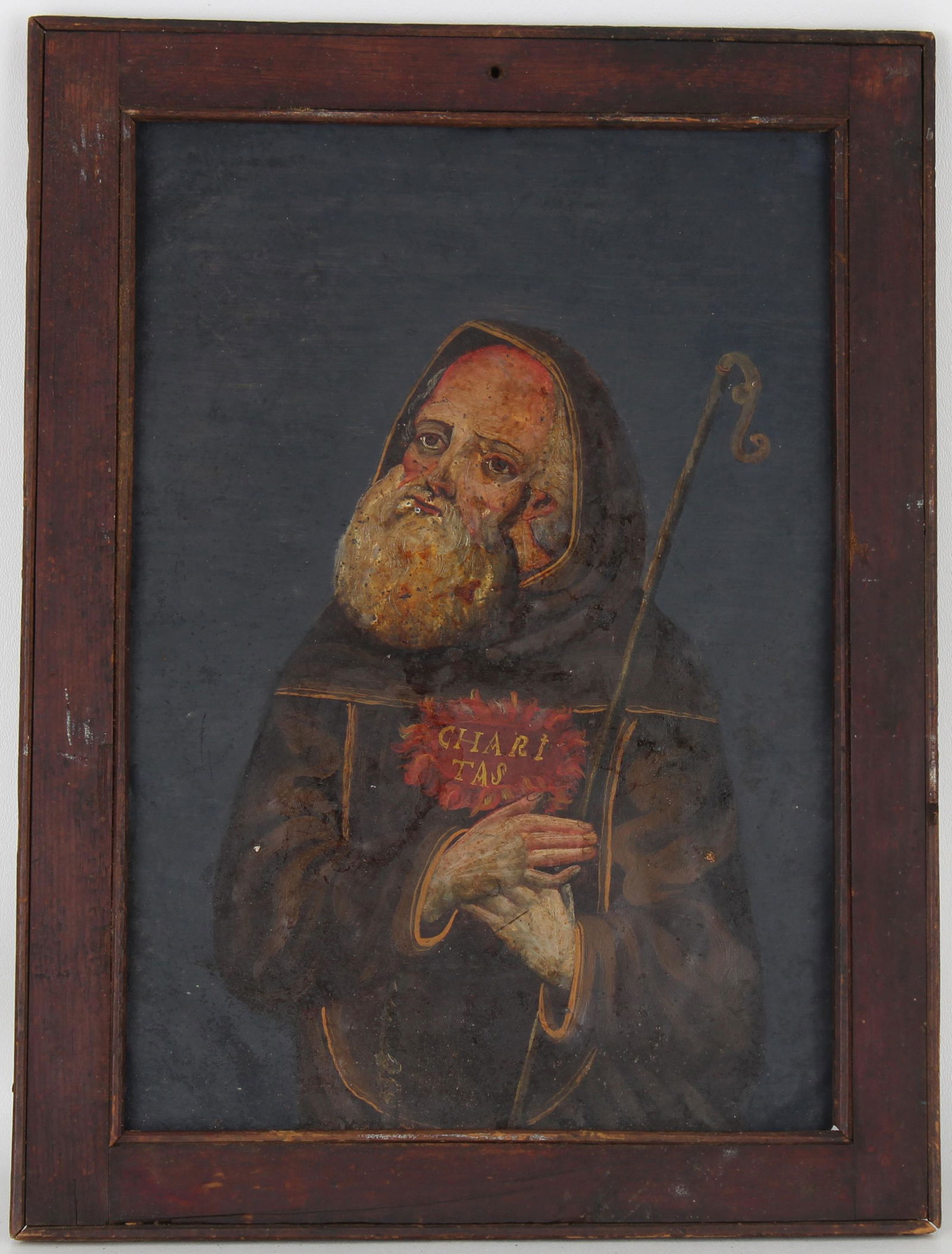 Early Antique Spanish School Painting of a Saint (1 of 3)