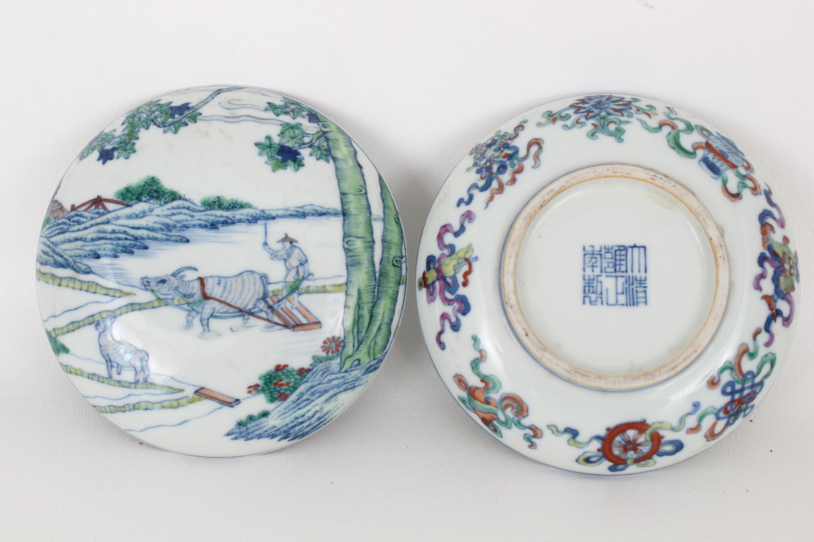 Rare Chinese Doucai Seal Paste Box, Yongzheng Mark (1 of 5)