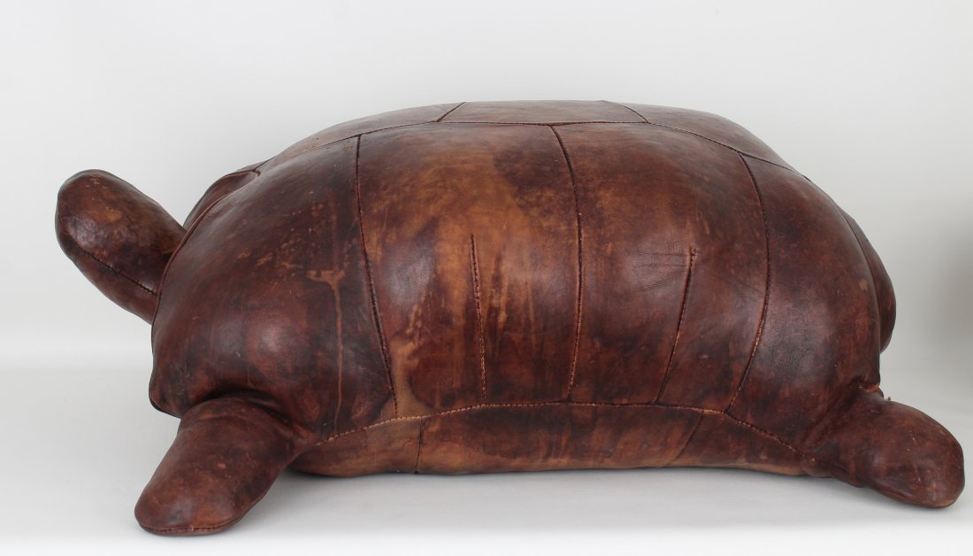 Large Vintage Abercrombie & Fitch Leather Turtle: Large Vintage Abercrombie & Fitch Leather Turtle. With original tag. Length: 29 inches.