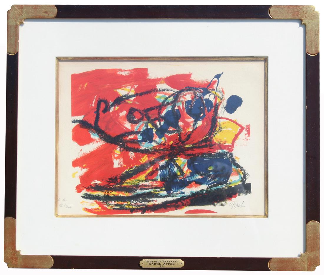 Karel Christiaan Appel (1921 - 2006): Karel Christiaan Appel (New York / France, Italy, Switzerland, 1921 - 2006) "Musique Barbare" Lithograph. Pencil numbered in roman numerals and inscribed "EA" lower left. Signed in plate lower right. 