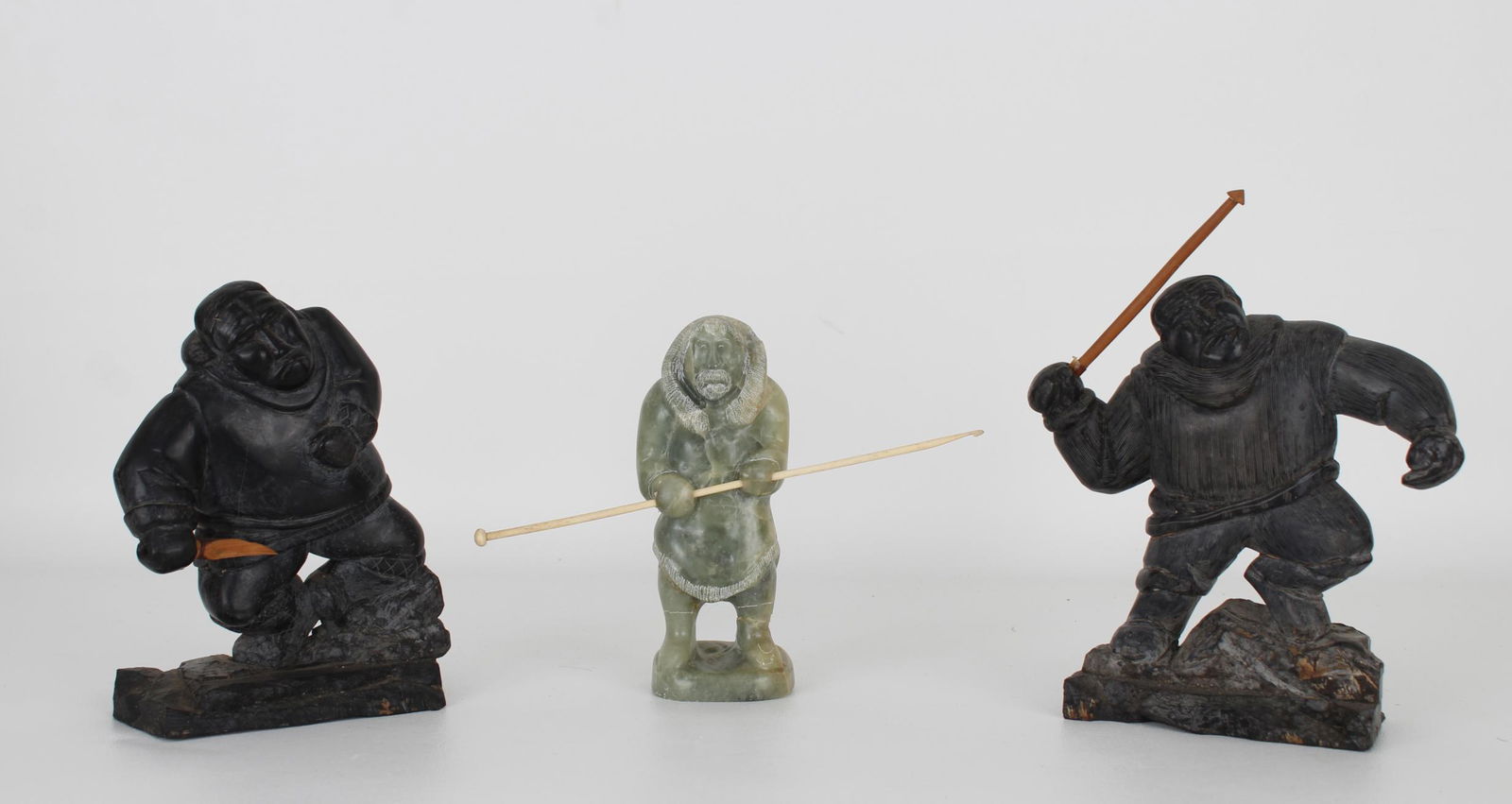 (3) Carved Stone Inuit Figures, Signed (1 of 7)