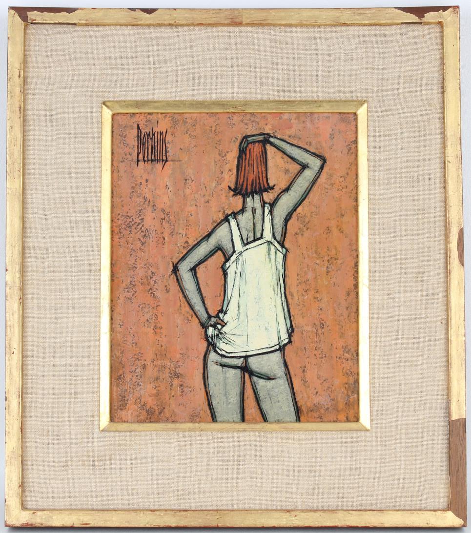 Philip R Perkins (1914 - 1968) Partial Nude: Philip R Perkins (Illinois, 1914 - 1968) Partial backside nude. Signed upper left. Oil on Masonite Sight Size: 10 x 8 in. Overall Framed Size: 16 x 14 in.