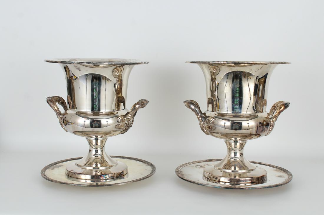 (2) Twin Handled Silver Plate Champagne Buckets (1 of 4)