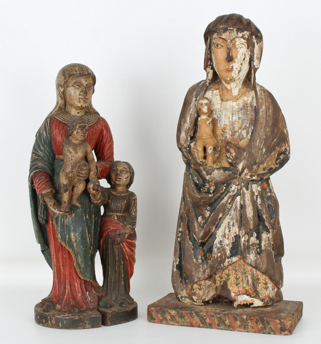 (2) Antique Carved Spanish Santos Figures (1 of 4)