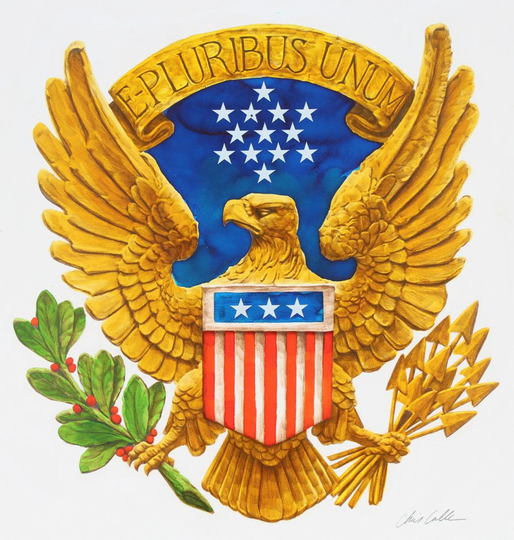 Chris Calle (B. 1961) "Carving of Eagle" Original (1 of 4)