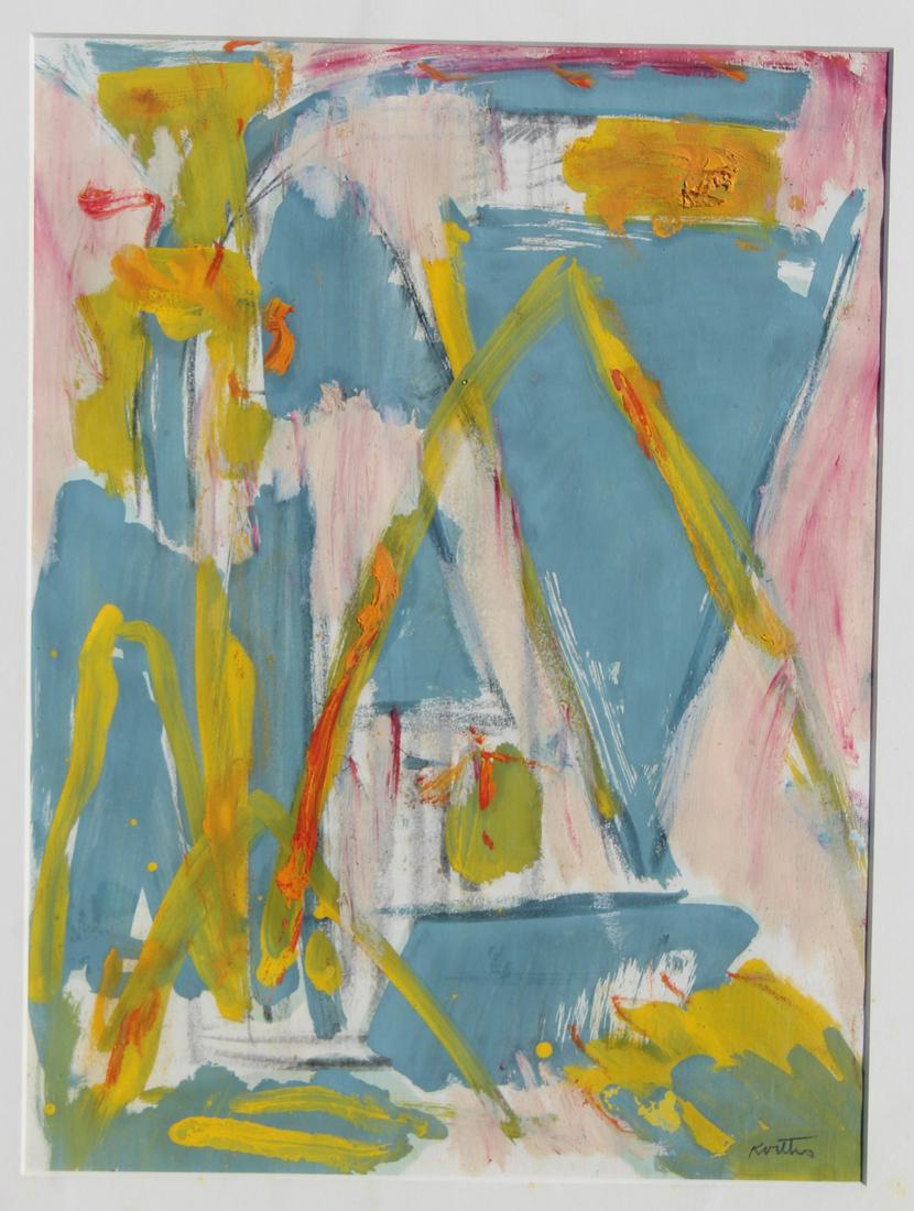 Thomas Koether (NY, FL b. 1940) "Plan for Caper": Thomas Koether (New York, Florida, Europe, Australia, b. 1940) Abstract Painting. Titled: "Plan for Caper" Dated: '96 Oil on Paper. Signed lower right. Image Size: 13.5 x 9.75 in. Overall Size: 20 x 1