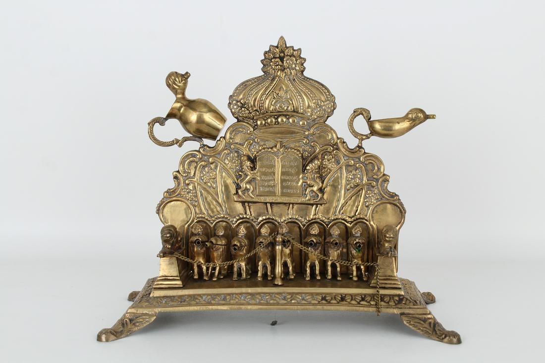 Antique Judaica Hanukkah Lamp Menorah: Antique Judaica Hanukkah Lamp Menorah. Height: 10.25 inches.