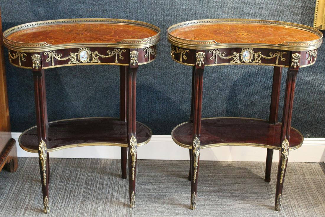 Pair of Bronze Mounted Kidney Shaped Side Tables (1 of 4)
