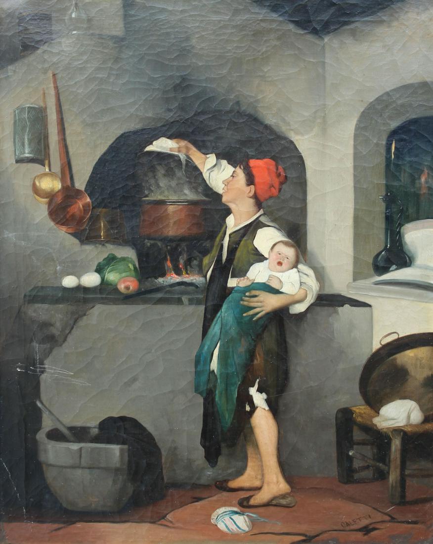 Signed Caletti, Italian School Interior Scene (1 of 5)