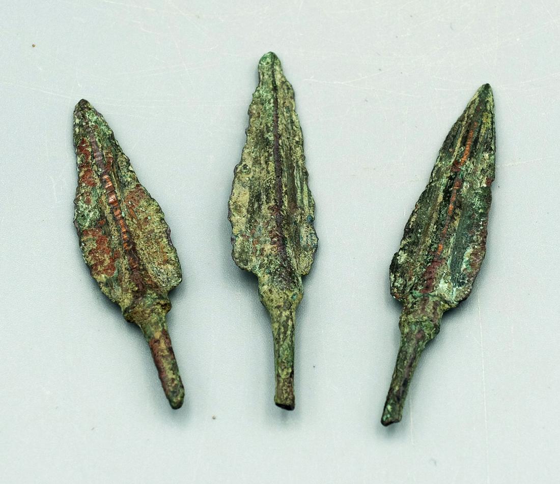 (3) Bronze Elamite Arrowheads - Luristan (1 of 2)